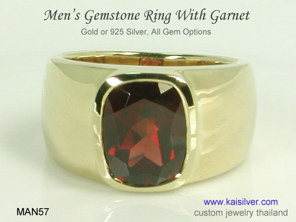 mens ring with garnet gemstones 
