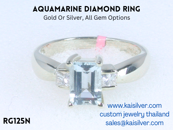custom made aquamarine engagement ring