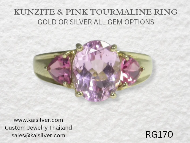 custom kunzite ring gold or silver