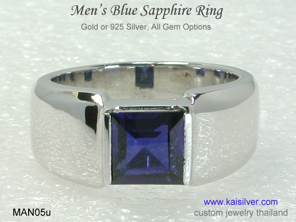 men's white gold sapphire ring 