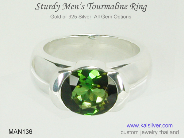 white gold gemstone ring for men