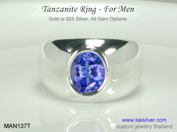 white gold tanzanite ring for men