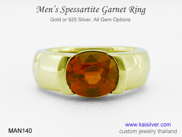 big garnet ring for men spessartite