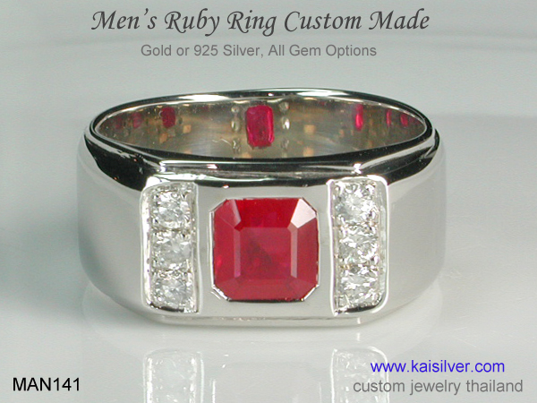 men's white gold wedding ring ruby and diamond 