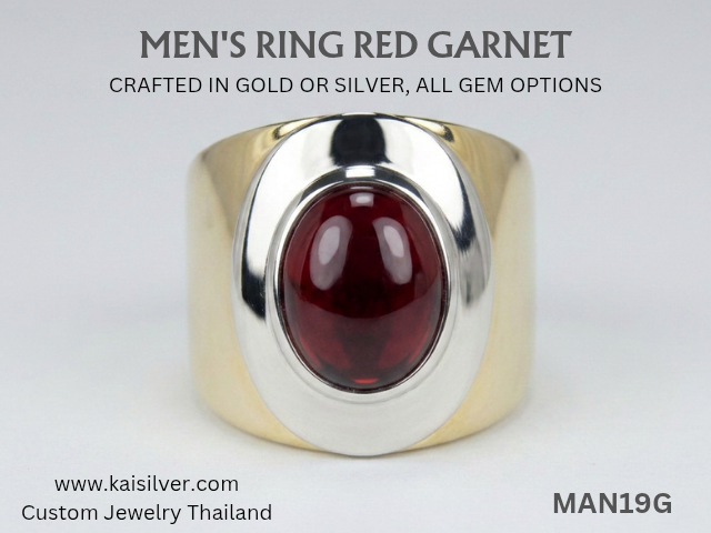 big red garnet ring for men
