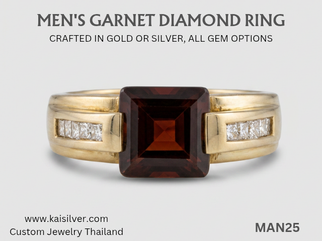 men's engagement ring with garnet