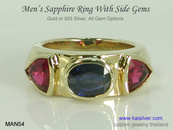 men's ring with three gems