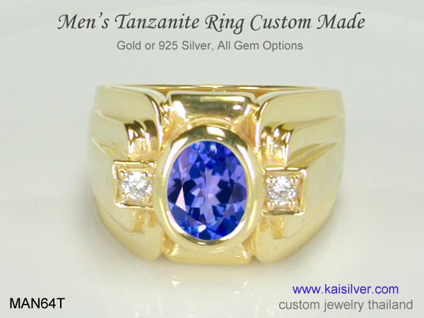 tanzanite gold ring men's 