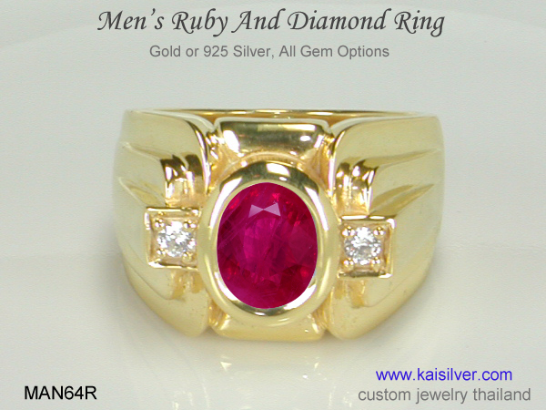 custom ruby men's ring gold silver