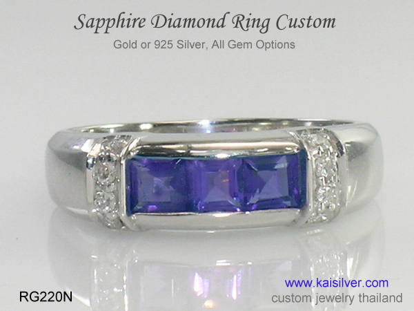 mens white gold sapphire band 