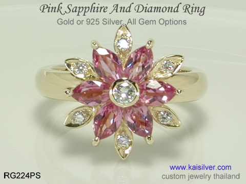pink gemstone ring sapphire gold