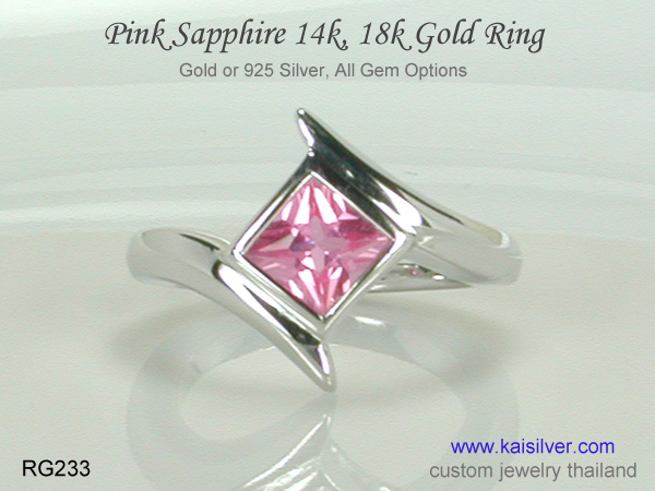 white gold sapphire ring pink gem